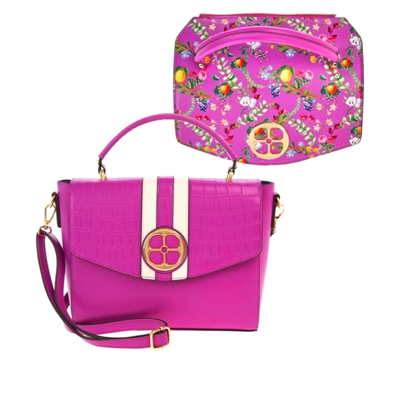 IMAN Handbags - Iman 👛 Convertible Flap Satchel 2 great looks in 1. INTERCHANGEABLE Floral/Croc